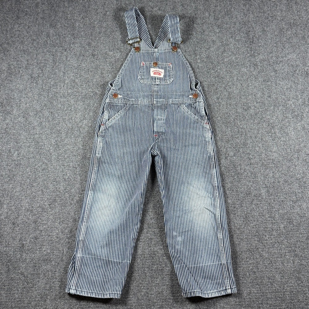 Round House Kids Hickory Stripe Overalls Blue White Cotton Made in USA Size 5